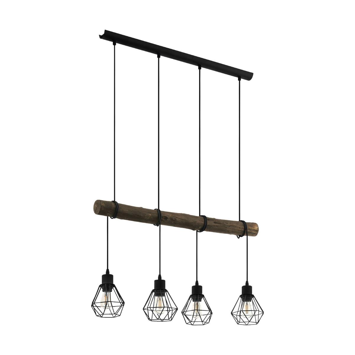 Hängeleuchte 43476_horningtops 1 - Schwarz/Naturfarben, Natur, Holz/Metall (71/14/110cm) - Eglo