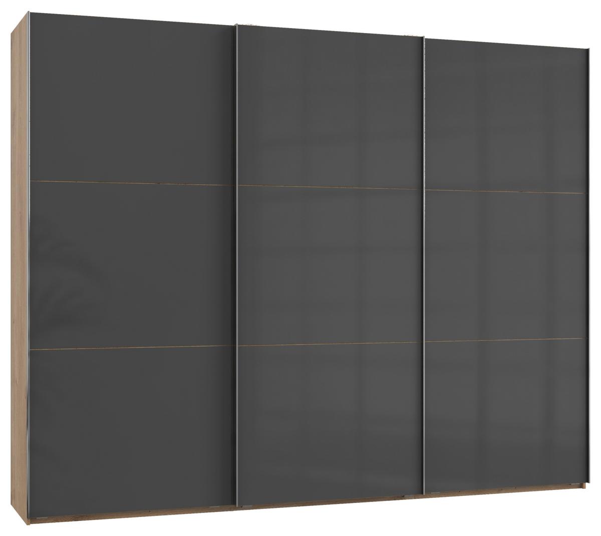Schwebetürenschrank B: 300 Cm Level 36c Grau/eiche Dekor - Eichefarben/Grau, MODERN, Holzwerkstoff (300/236/65cm) - MID.YOU