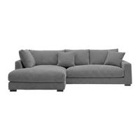 Rohová sedačka PEDRO, levá, šedý manšestr - šedá/černá, Moderní, textil/plast (190/300cm) - Mömax