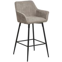 Barhocker Pim mit Armlehne Leinenoptik Taupe, B: 57 cm - Taupe/Schwarz, KONVENTIONELL, Holz/Textil (57/105/57cm) - MID.YOU