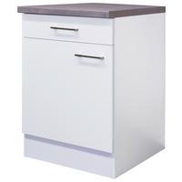 Spodná kuchynská skrinka Neo biela - biela/farba ušľachtilej ocele, Modern, kov/kompozitné drevo (60/86/60cm) - FlexWell