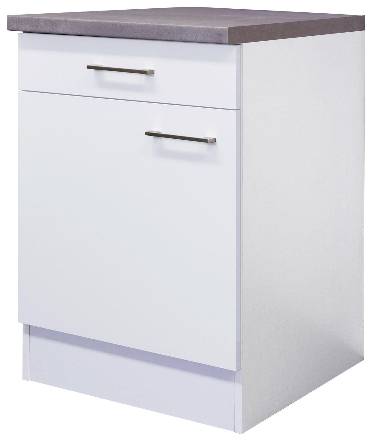 Spodná kuchynská skrinka Neo biela - biela/farba ušľachtilej ocele, Modern, kov/kompozitné drevo (60/86/60cm) - FlexWell