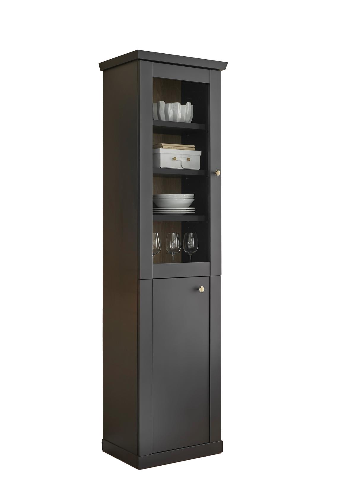 Vitrine Lincoln Schwarz/Eichefarben B: 55cm - Eichefarben/Schwarz, Design, Holzwerkstoff (55/200/39cm) - MID.YOU