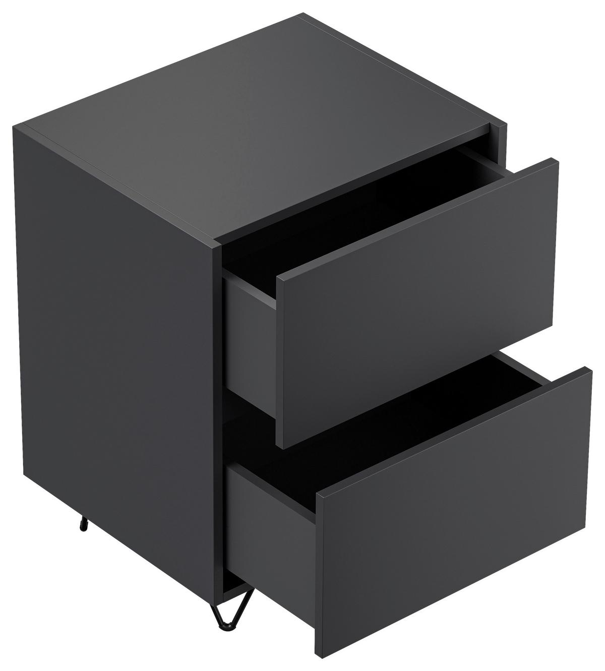 Nachttisch Industrial Graphitfarben B: 51,2cm - Schwarz/Graphitfarben, Basics, Holzwerkstoff/Metall (51,2/65/42cm) - MID.YOU