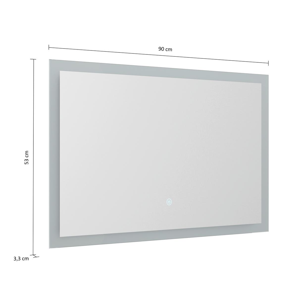 Badezimmerspiegel Led Spiegel Rechteckig B: 90cm - MODERN, Glas (90/53/3,2cm) - MID.YOU