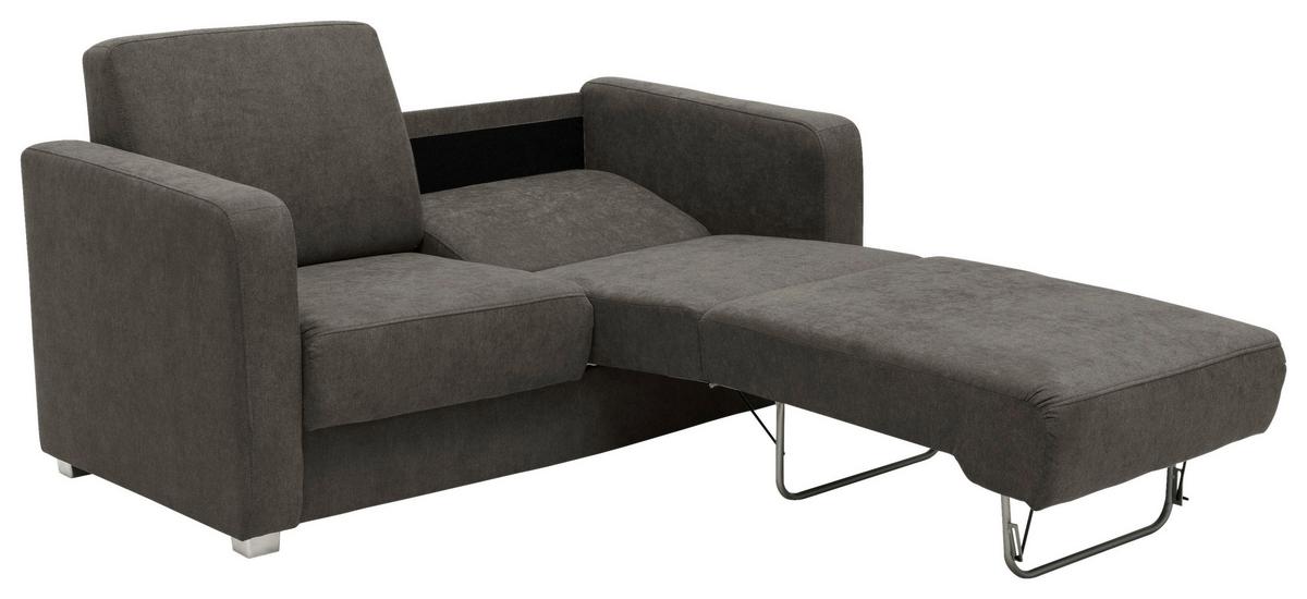 2-Sitzer-Sofa mit Schlaffunktion Mia Dunkelbraun - Chromfarben/Dunkelbraun, Basics, Textil (159/88/87cm) - Livetastic