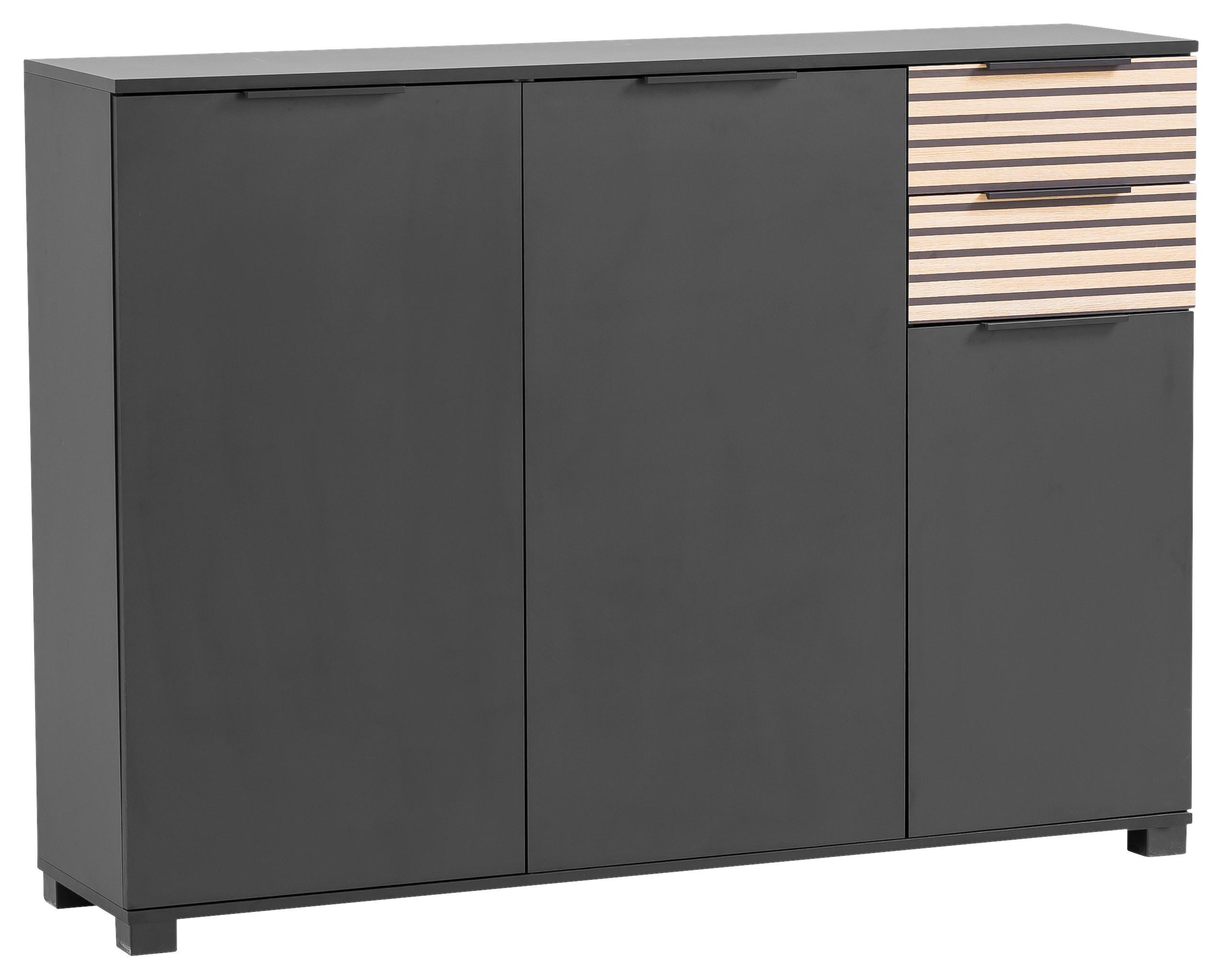 Schuhschrank Alexa 1420 - Eichefarben/Schwarz, Design, Holzwerkstoff (141,9/105,5/35cm) - MID.YOU