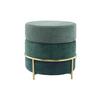 Kulatý taburet, zelená / zlatá barva - zelená/barvy zlata, Basics, kov/kompozitní dřevo (48,5/46/48,5cm)