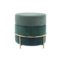 Kulatý taburet, zelená / zlatá barva - zelená/barvy zlata, Basics, kov/kompozitní dřevo (48,5/46/48,5cm)