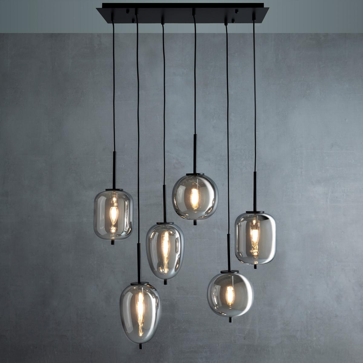 Závěsné svítidlo Jeanette, max. 40 Watt - černá, Moderní, kov/sklo (80/34/120cm) - Premium Living