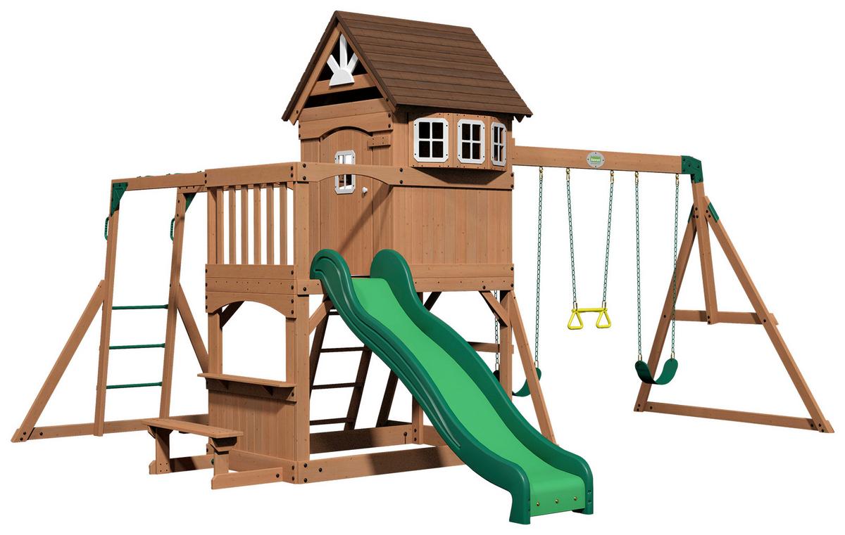 Spielturm Montpelier Braun/grün B: 490 Cm - Braun/Grün, KONVENTIONELL, Holz (490/470/290cm) - Ambia Garden