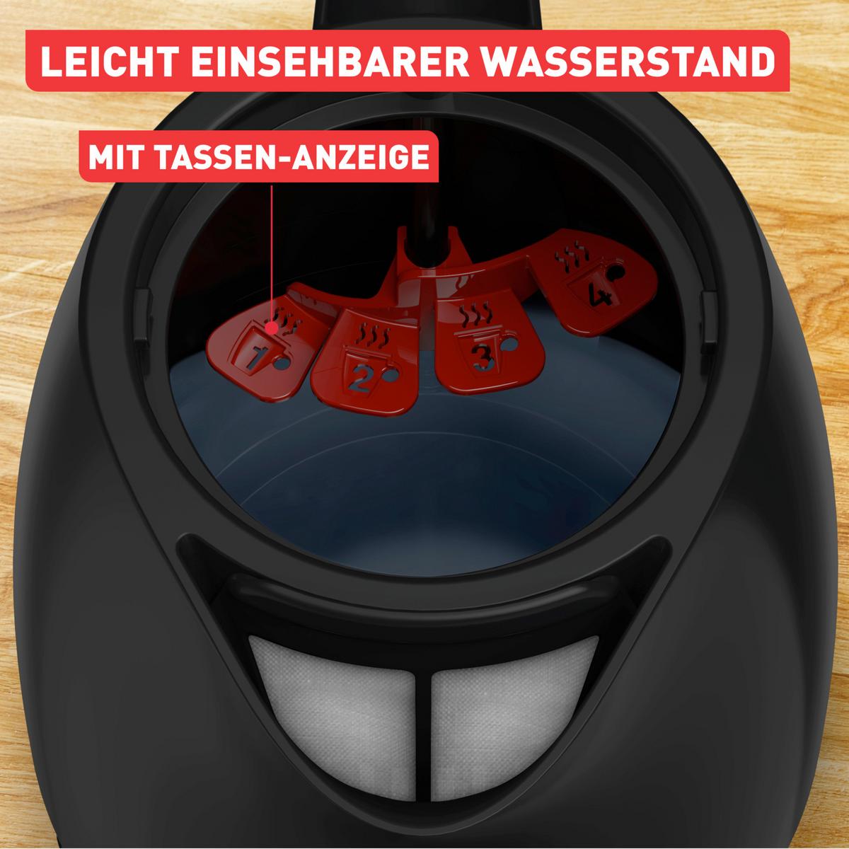 WASSERKOCHER schwarz, 1,5 Liter - Schwarz, Basics, Kunststoff (1,5l) - Tefal