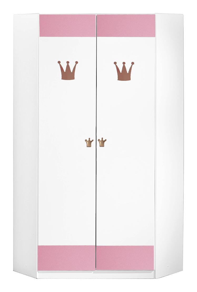 Kinderkleiderschrank Cindy B: ca. 95 cm - Rosa/Weiß, Holzwerkstoff (95/198/95cm) - Xora