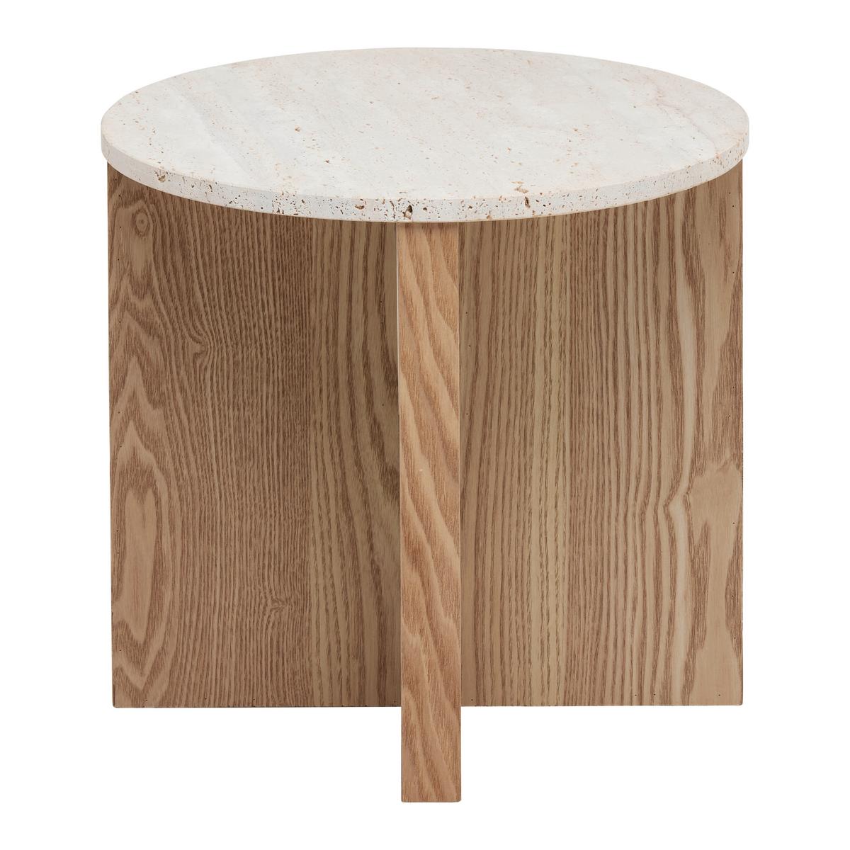 Príručný stolík MATERA p. 40 cm - prírodná farba, Modern, kompozitné drevo/kameň (40/39cm) - Premium Living