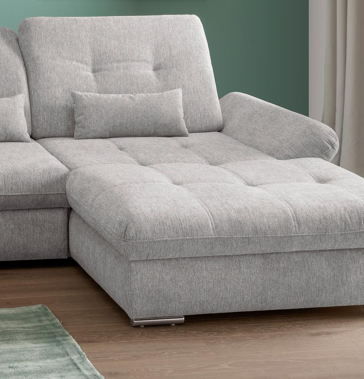 Wohnlandschaft Dalida Grau U: 254x376x195 Cm - Chromfarben/Grau, MODERN, Textil (254/376/195cm) - Livetastic