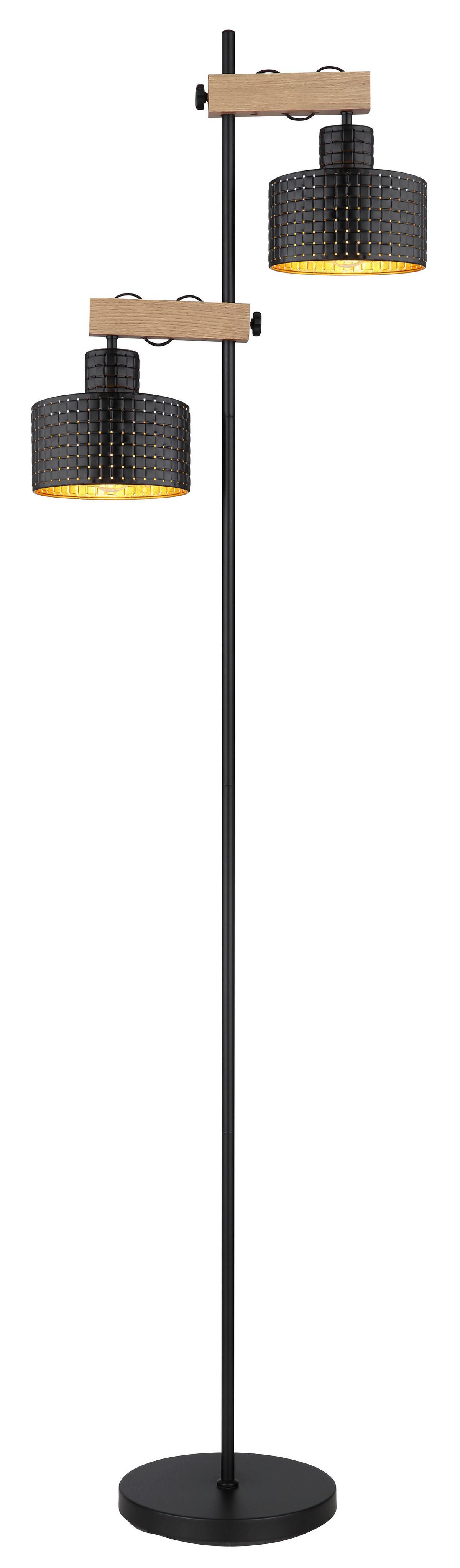 Stehleuchte 15651s - Dunkelbraun/Goldfarben, Design, Holzwerkstoff/Kunststoff (44/25/168cm) - Globo
