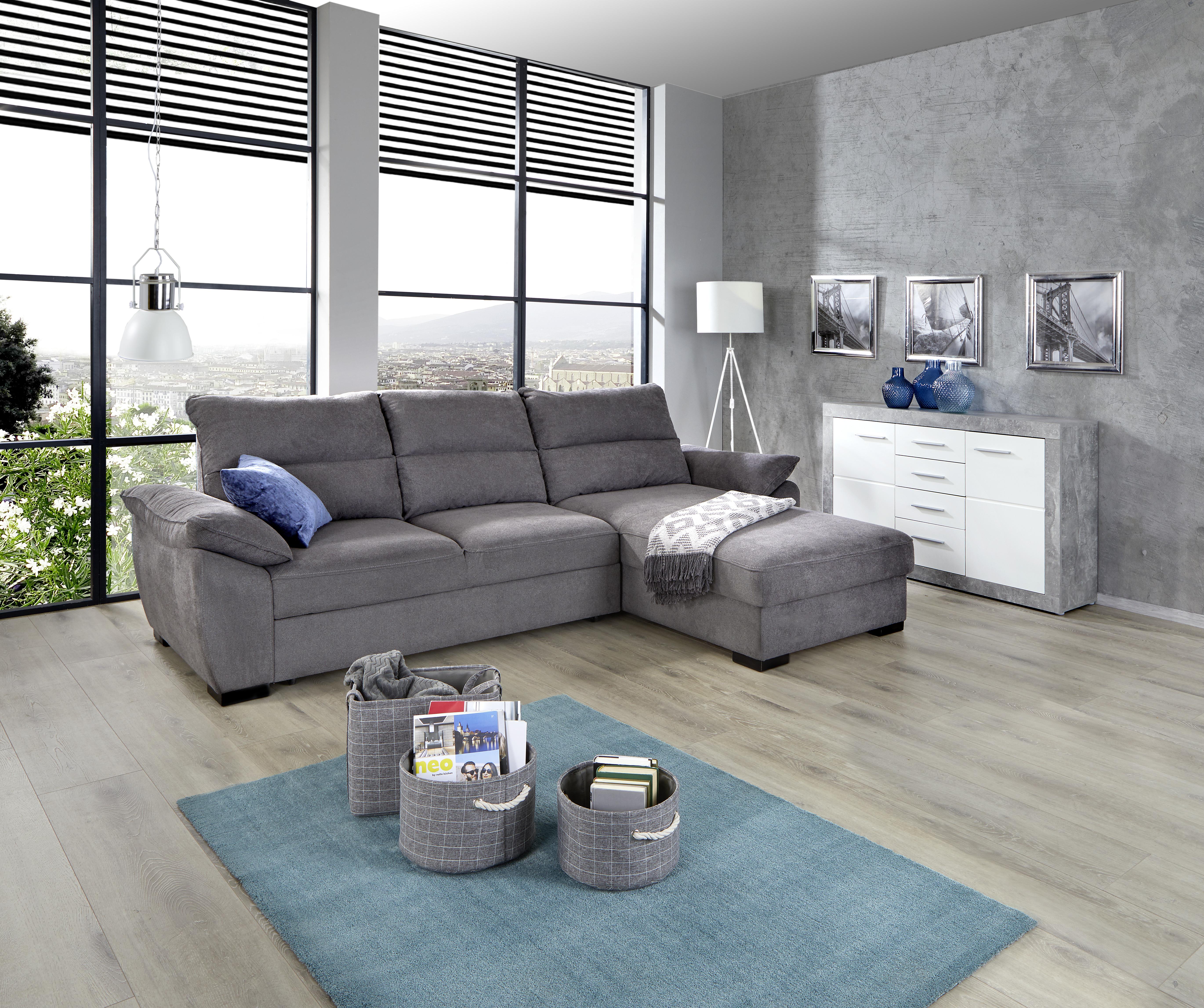 Sedacia Súprava Dora Sivá - čierna/sivá, Moderný, drevo/textil (277/176cm) - Ondega