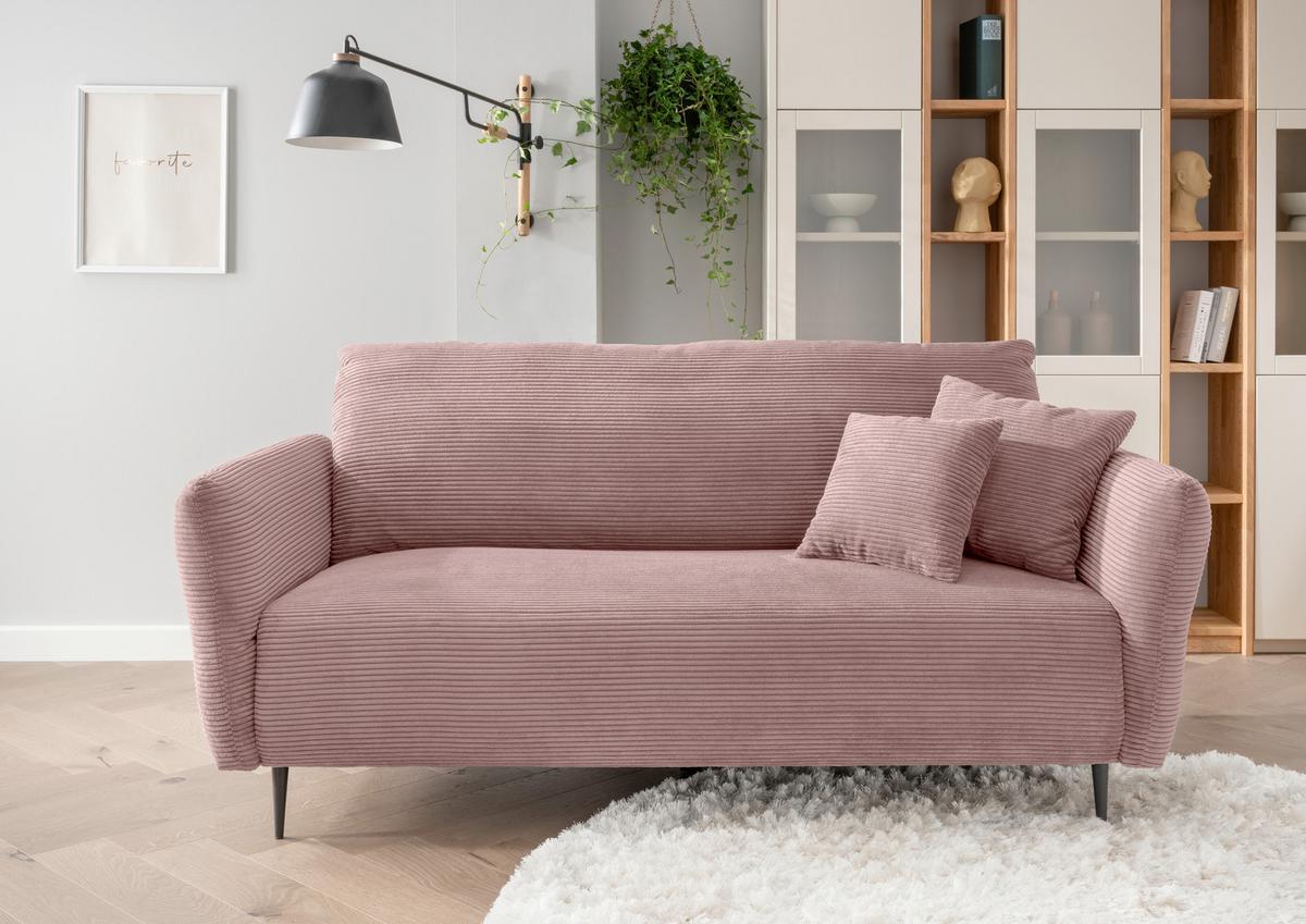 3-Sitzer-Sofa Vanilla Rosa - Schwarz/Rosa, Design, Textil (201/97/102cm) - Livetastic