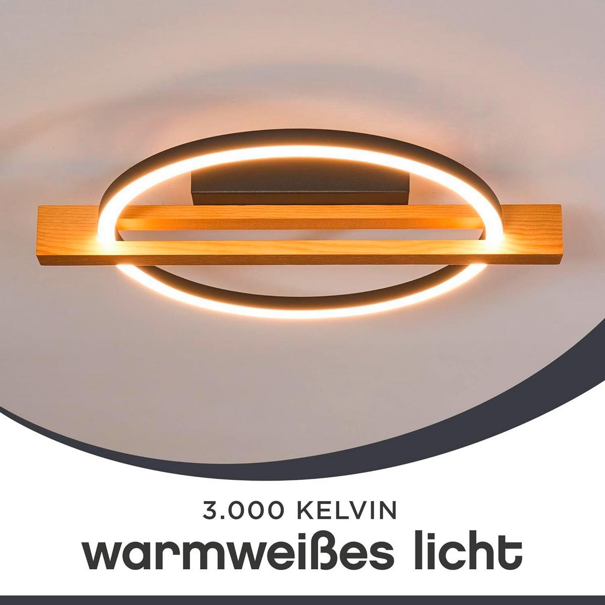 LED-Deckenleuchte Nero Schwarz L: 39 cm - Natur, Holz (39/30/7.5cm)
