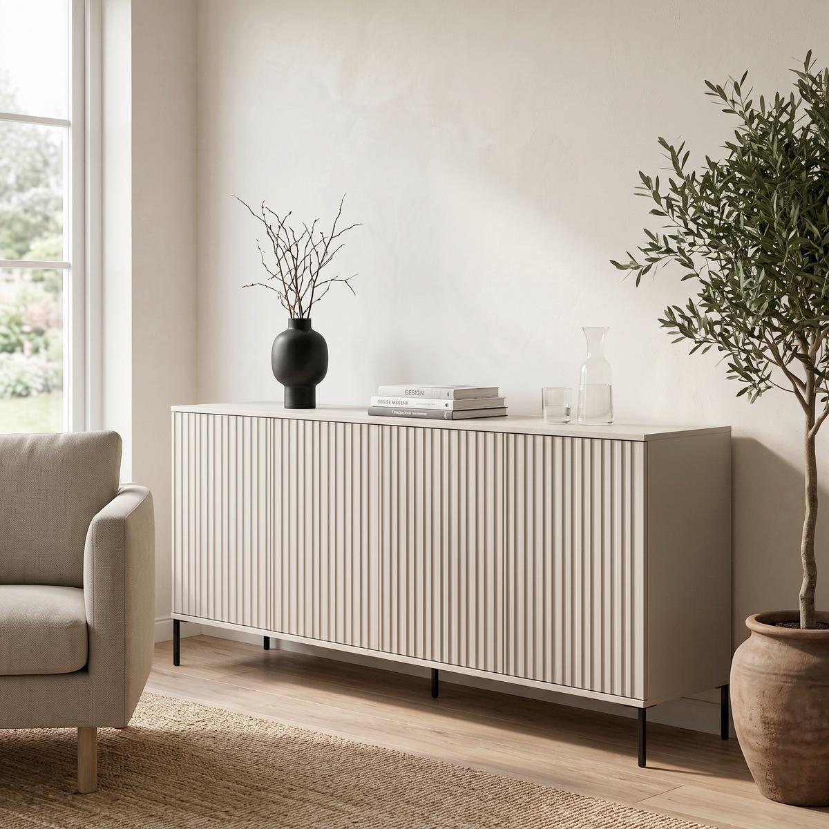 Sideboard Gravure Grau B: 200 cm - Schwarz/Grau, Design, Holz (200/85/44cm) - Livetastic