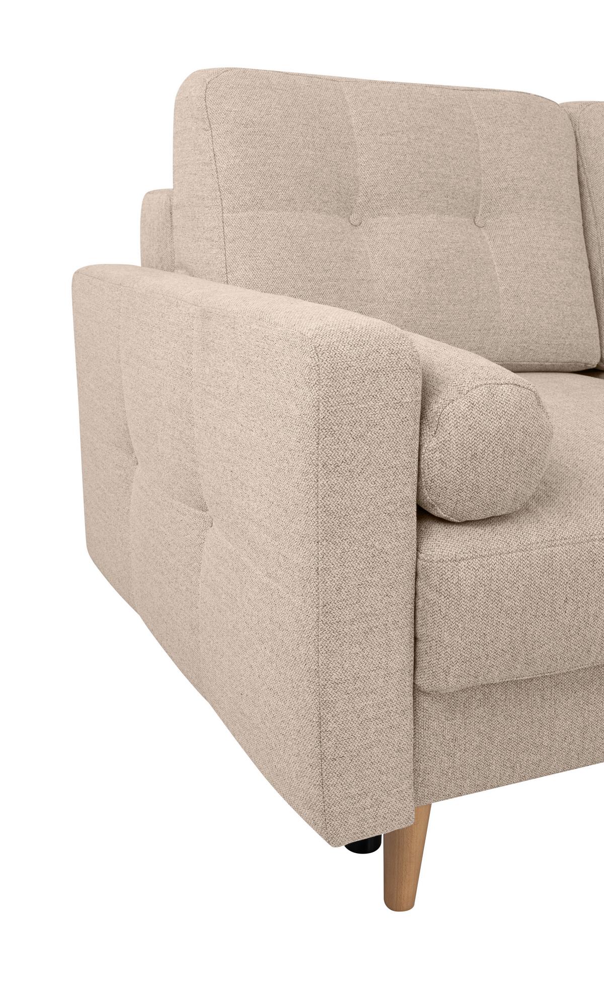 Ecksofa Noret, Creme S: 242x242 Cm - Beige/Buchefarben, Design, Textil (242/242cm) - MID.YOU