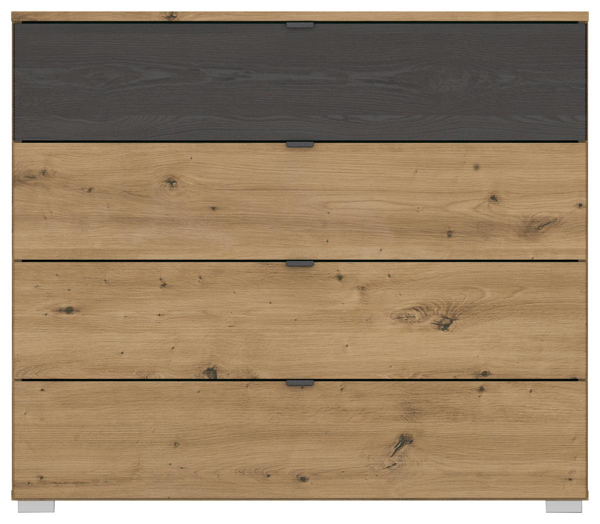 Kommode Apollon Schwarz/eiche Artisan B: 80 Cm - Alufarben/Schwarz, MODERN, Holzwerkstoff (80/81/42cm) - Rauch Möbel