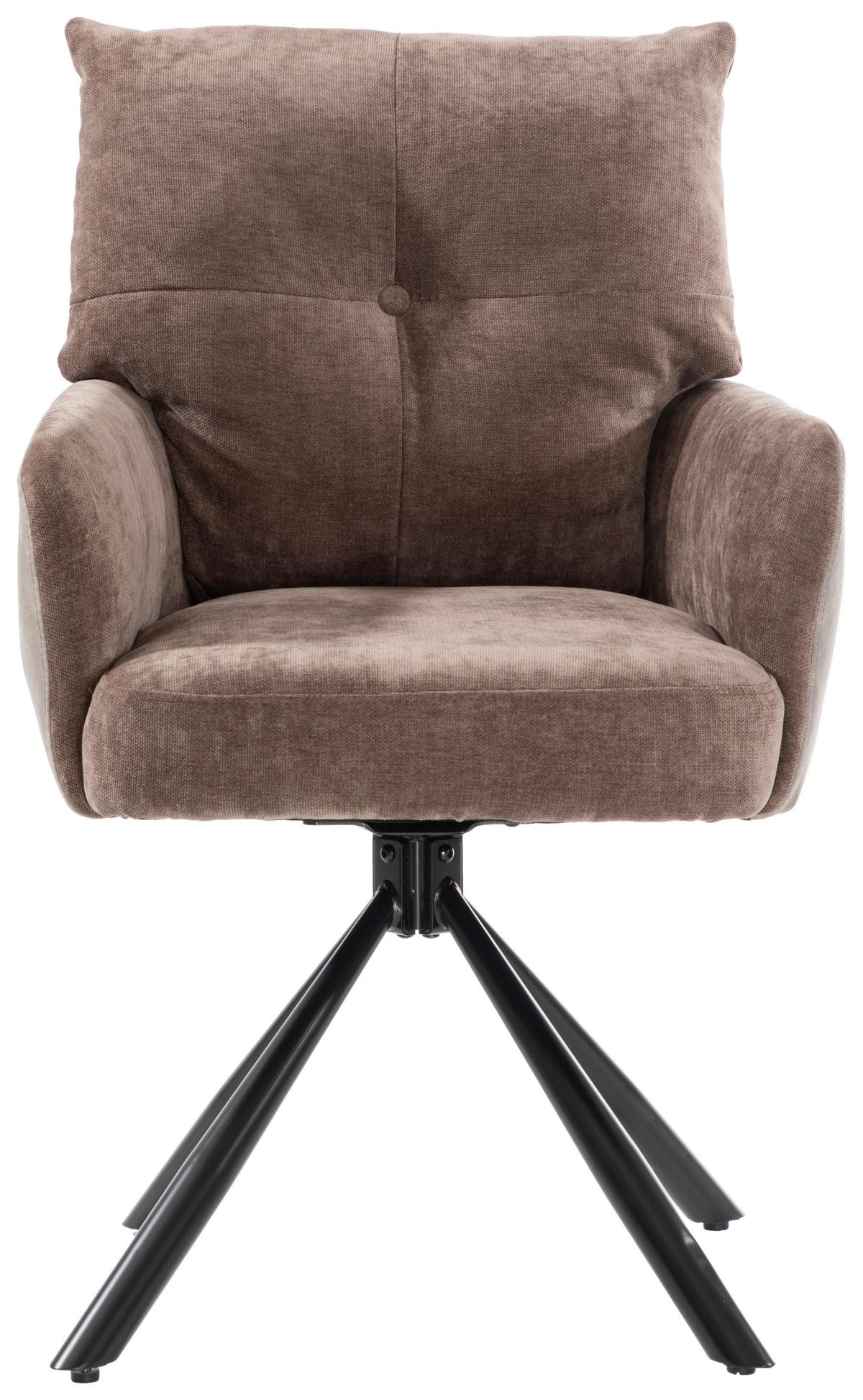 Otoční židle s područkami SOPHIE hnědá - černá/hnědá, Moderní, kov/textil (60/93/67cm) - Premium Living