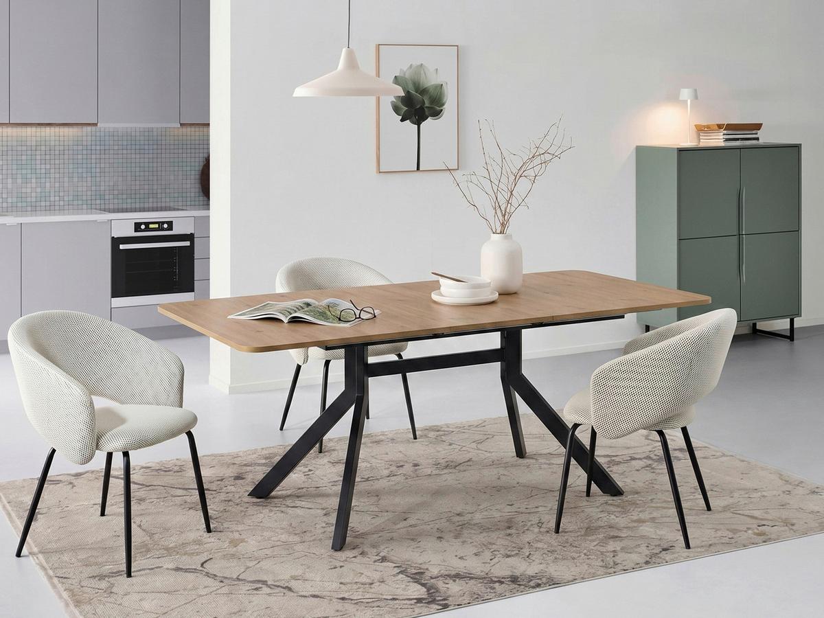 Esstisch Jax Eiche Artisan L: 150-190 cm - Schwarz/Eiche Artisan, MODERN, Holzwerkstoff/Metall (150/190/90/76cm) - Livetastic