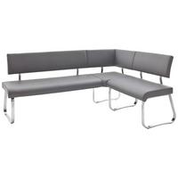 Eckbank Grau Lederlook Arco 200x150 Cm - Edelstahlfarben/Grau, Design, Textil/Metall (200cm) - Livetastic