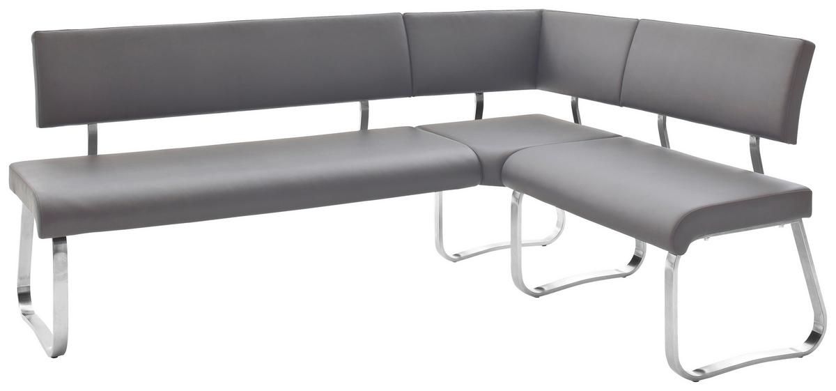 Eckbank Grau Lederlook Arco 200x150 Cm - Edelstahlfarben/Grau, Design, Textil/Metall (200cm) - Livetastic