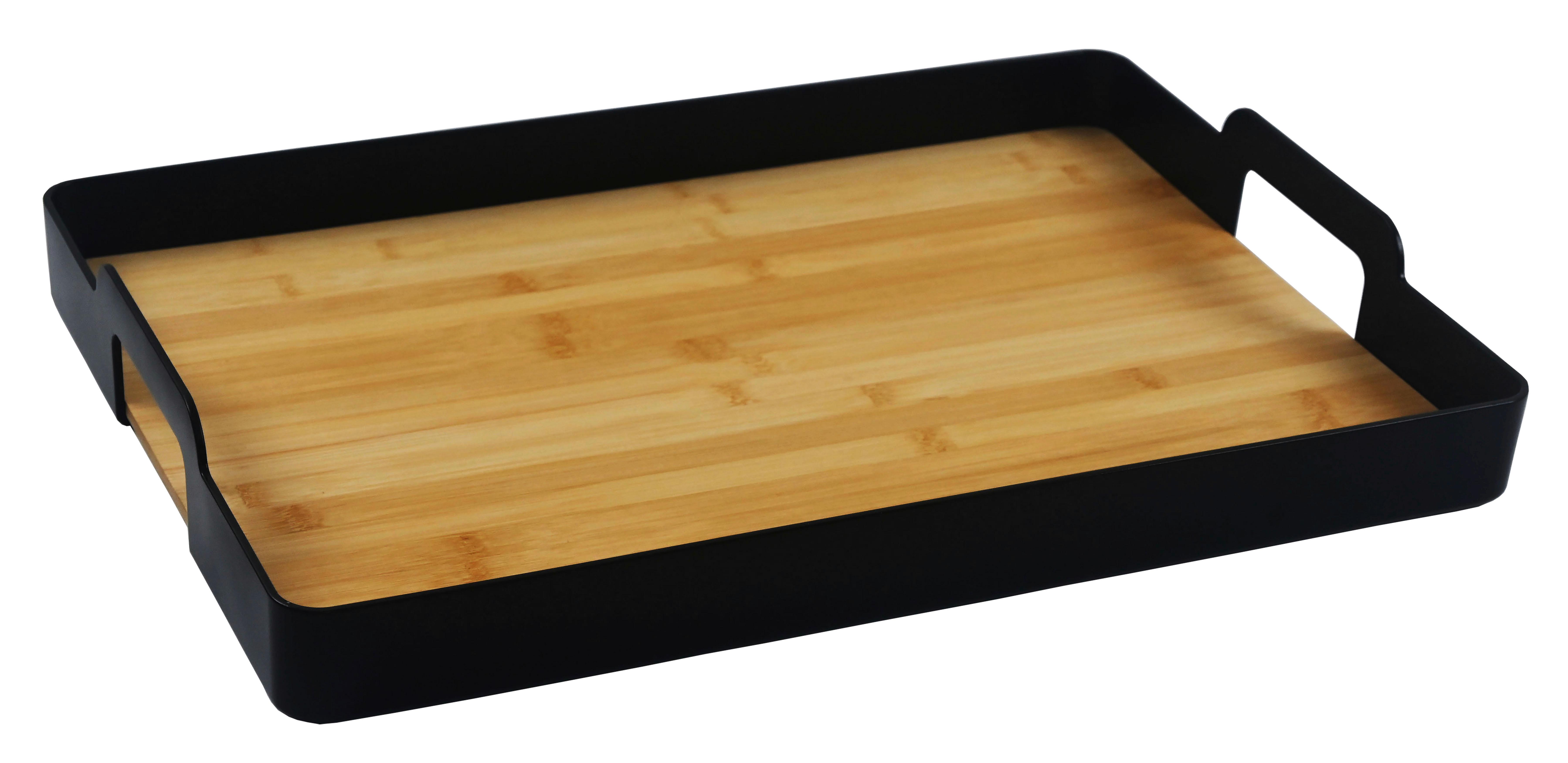 Servírovací podnos BETTY ECKIG - čierna, Modern, plast/prírodné materiály (49/7/34cm) - Mömax