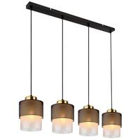 Függőlámpa 15709-4h - fekete/sárgaréz, Design, Üveg/fém (91/16/120cm) - Globo