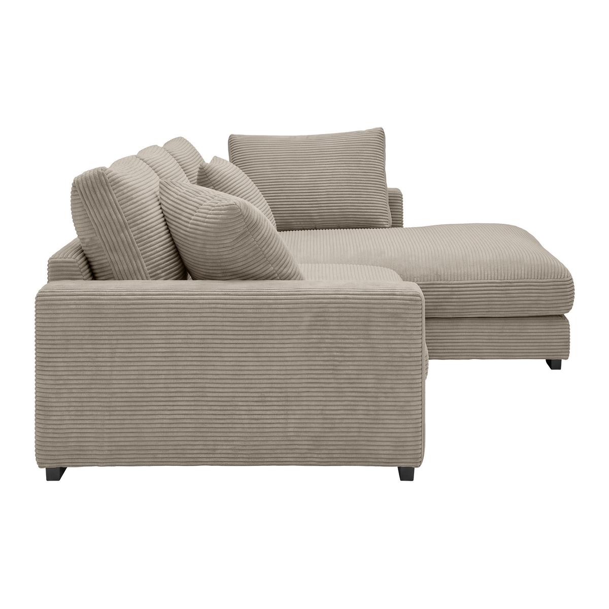 Rohová sedačka PEDRO, pravá, šedohnědý manšestr - černá/šedohnědá, Moderní, textil/plast (300/190cm) - Mömax