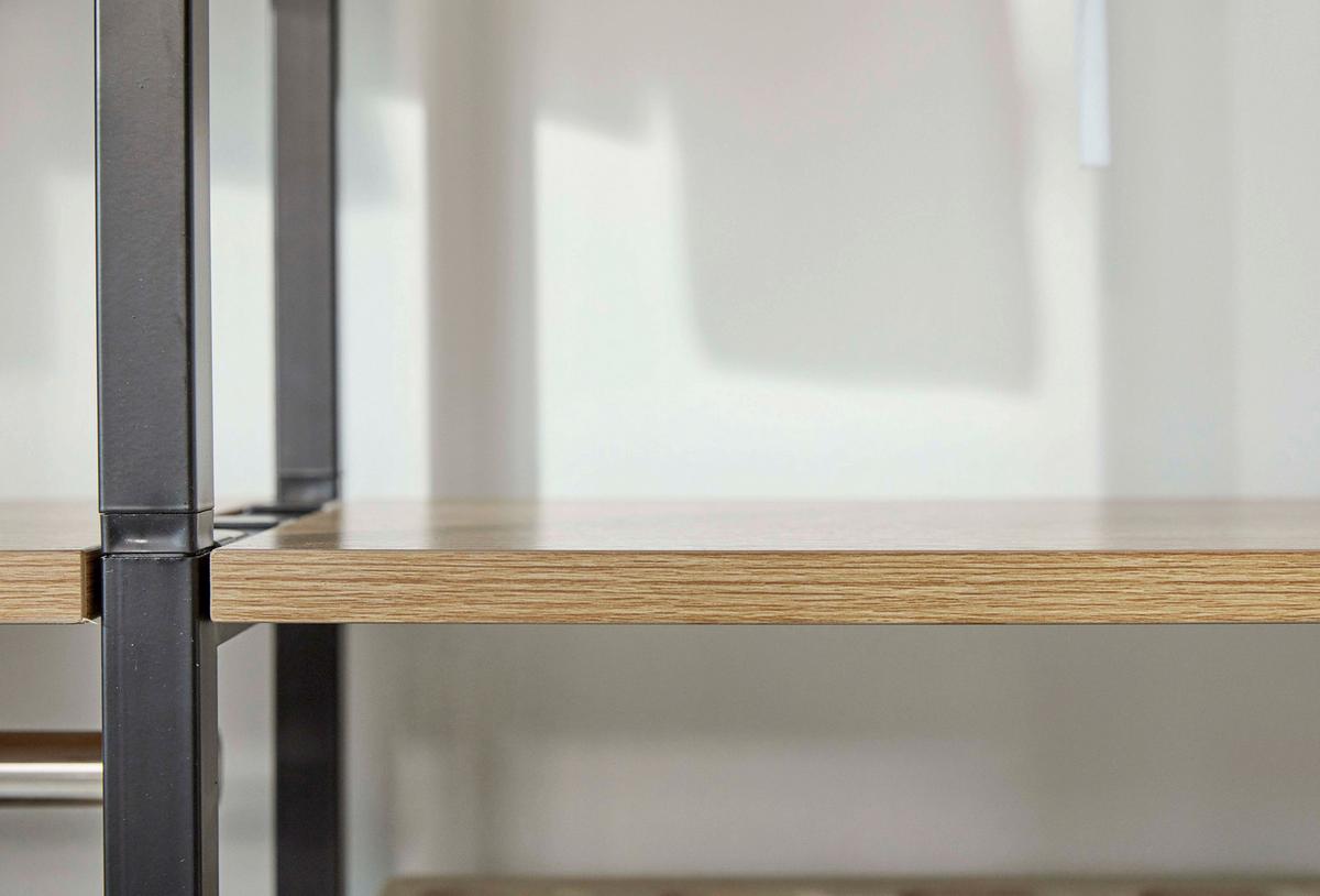 Leiterregal Naturfarben/Schwarz B: 82,5 cm - Schwarz/Naturfarben, Design, Holzwerkstoff/Metall (82,5/210/30cm) - Livetastic