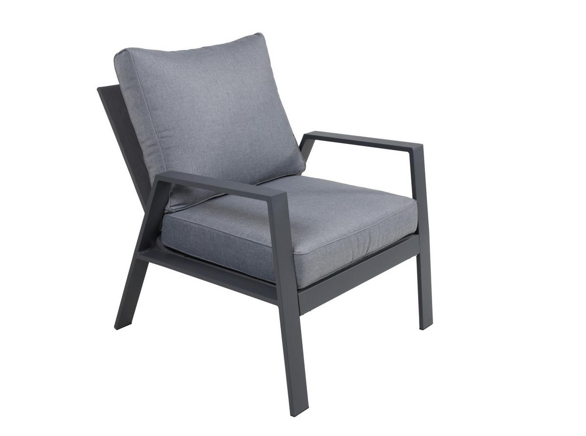 Gartenset Victoria - Anthrazit/Grau, Basics, Kunststoff/Textil - Gardenson