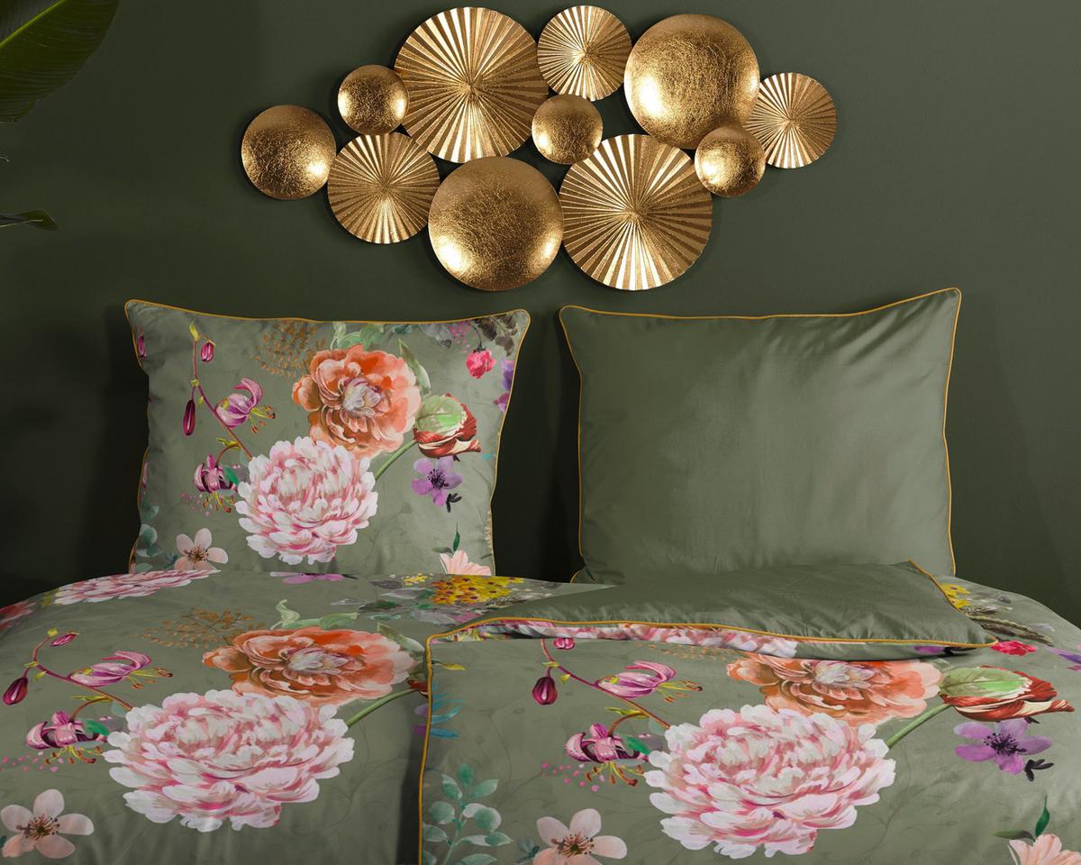 Wendebettwäsche Parma Grün Olivgrün 155x220 cm - Olivgrün/Grün, Design, Textil (155/220cm)