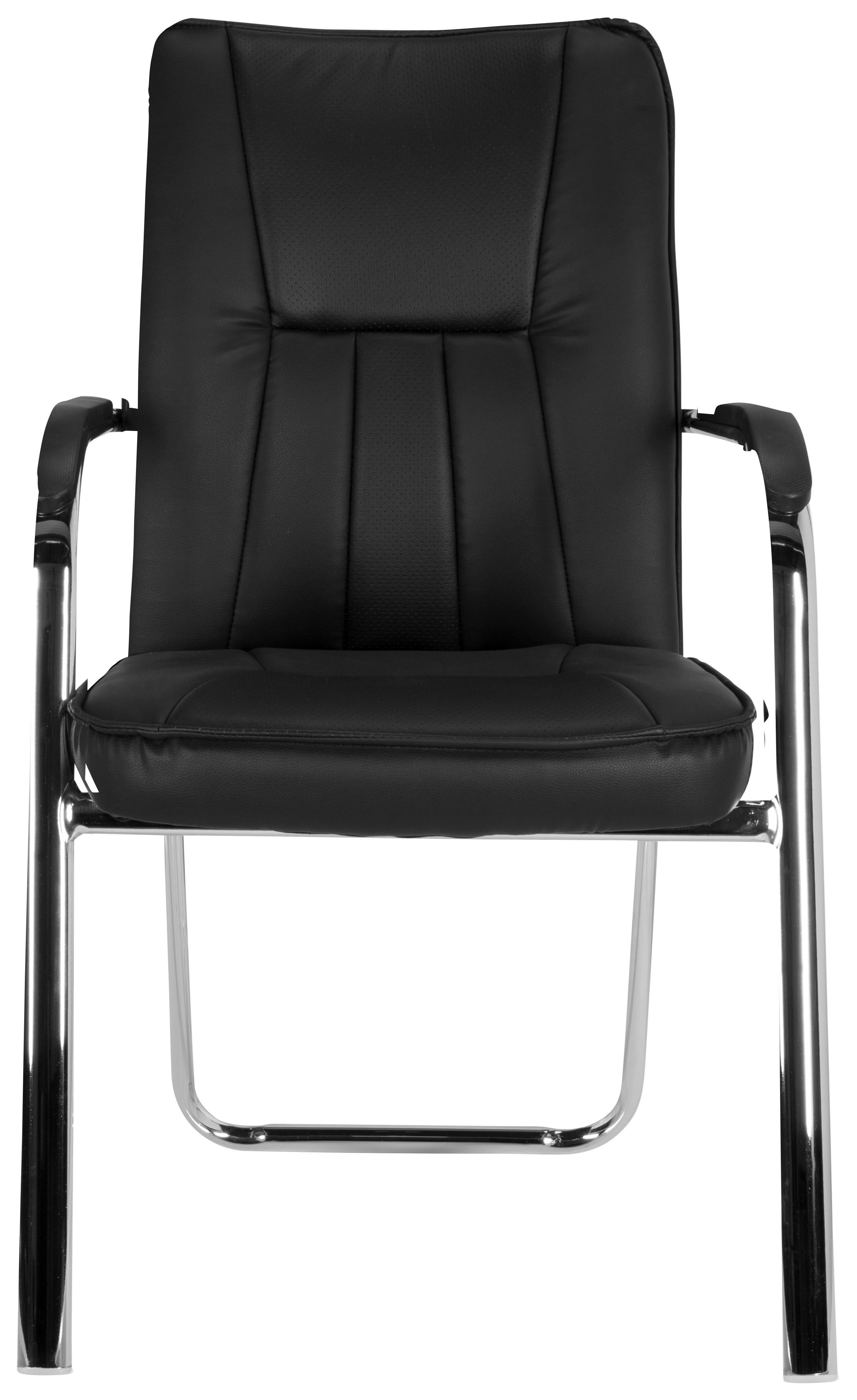 Besucherstuhl Banda V Schwarz - Chromfarben/Schwarz, MODERN, Textil/Metall (55/94/44cm) - MID.YOU