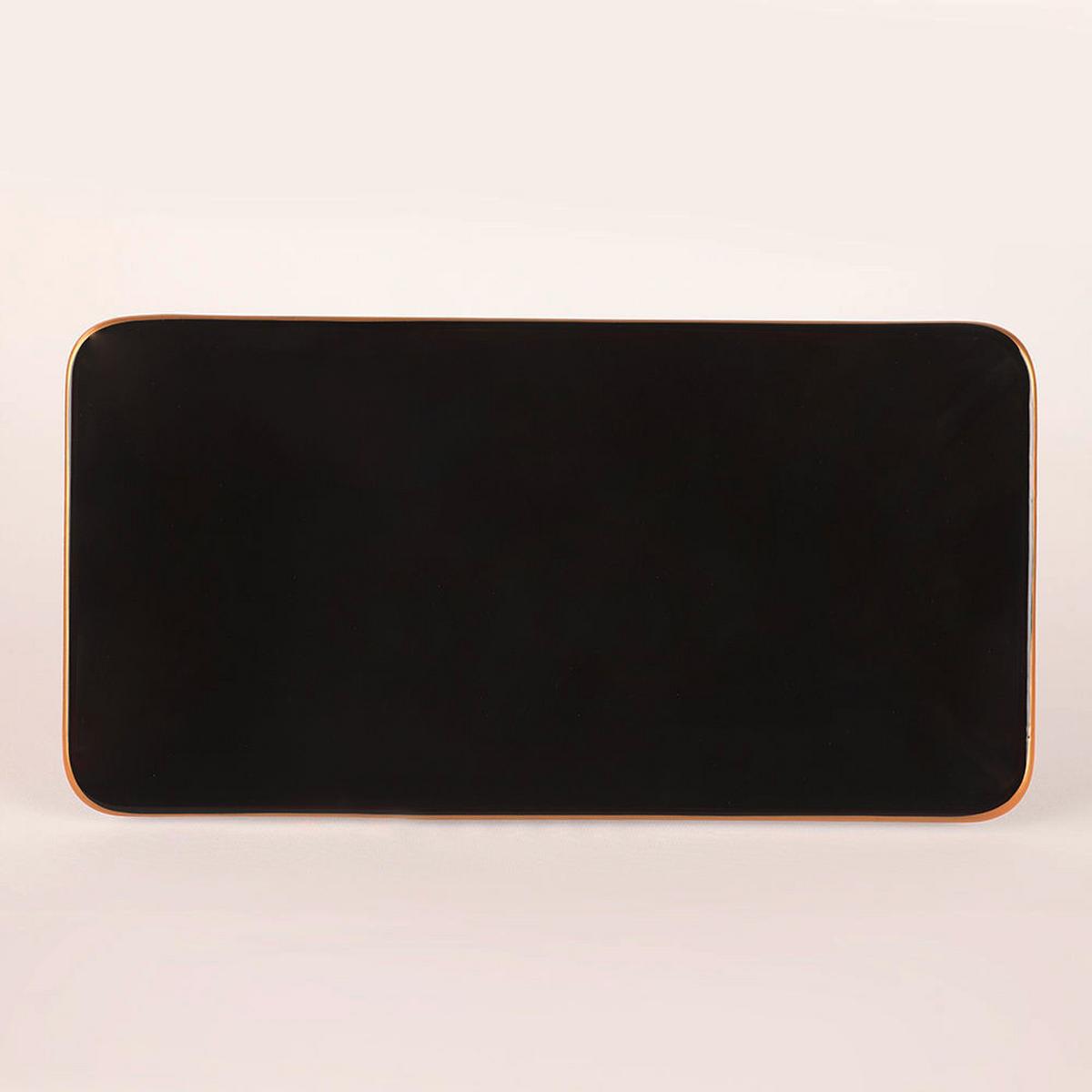 Kombiservice Porzellan, Für 6 Personen, Schwarz, Goldfarben - Goldfarben/Schwarz, Basics, Keramik (19/19/19cm) - P & B
