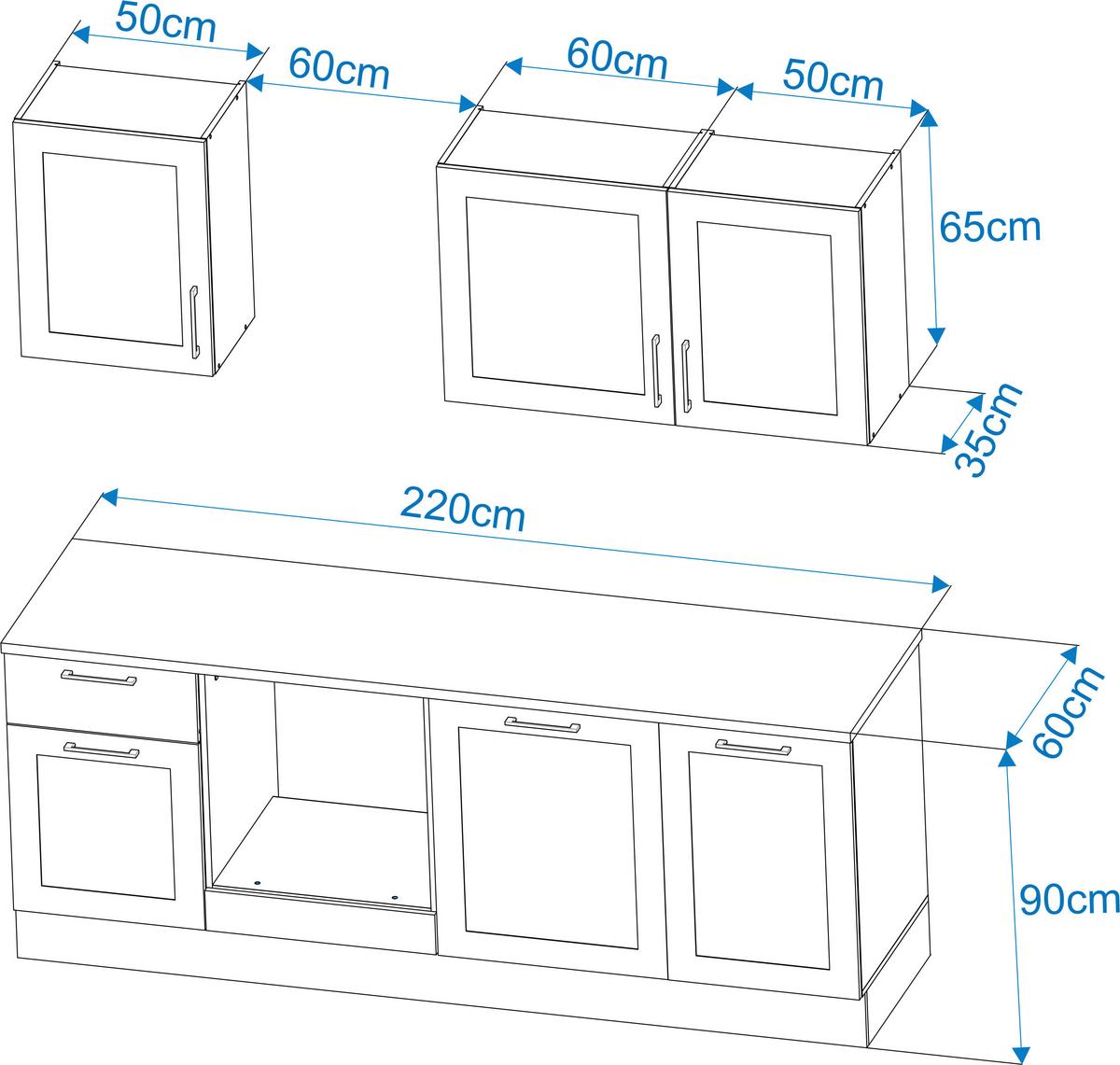 Küchenblock Marseille Grün/eiche Dekor B: 220 Cm - Eiche Artisan/Grün, Design, Holzwerkstoff (220cm) - P & B