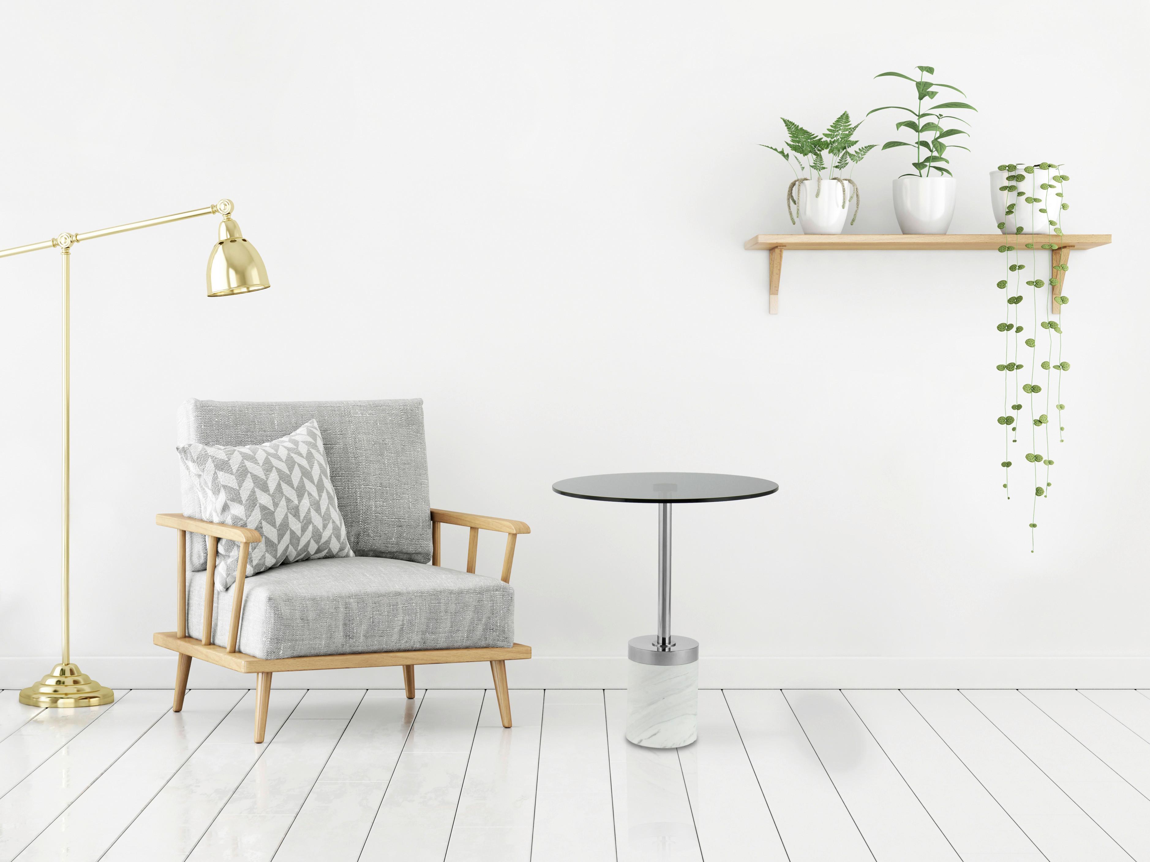 Beistelltisch Lana 125 Graphitfarben/Weiß B: 53 cm - Graphitfarben/Weiß, Design, Glas/Stein (46/46/53cm) - Kayoom