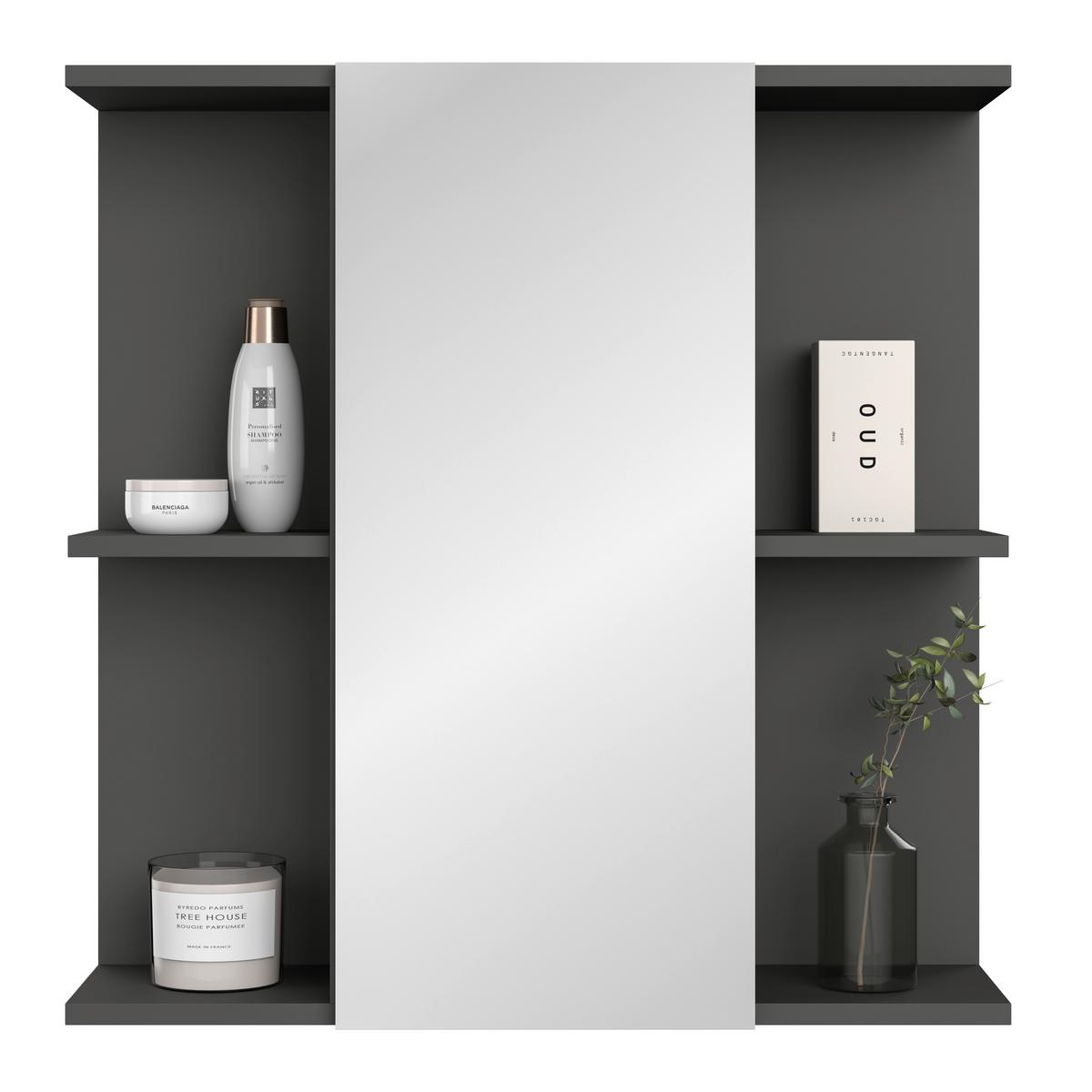 Spiegelschrank Pearl New Snol 119 BHT: 70x71x23 cm - Anthrazit/Weiß, KONVENTIONELL, Glas/Holzwerkstoff (70/71/23cm)
