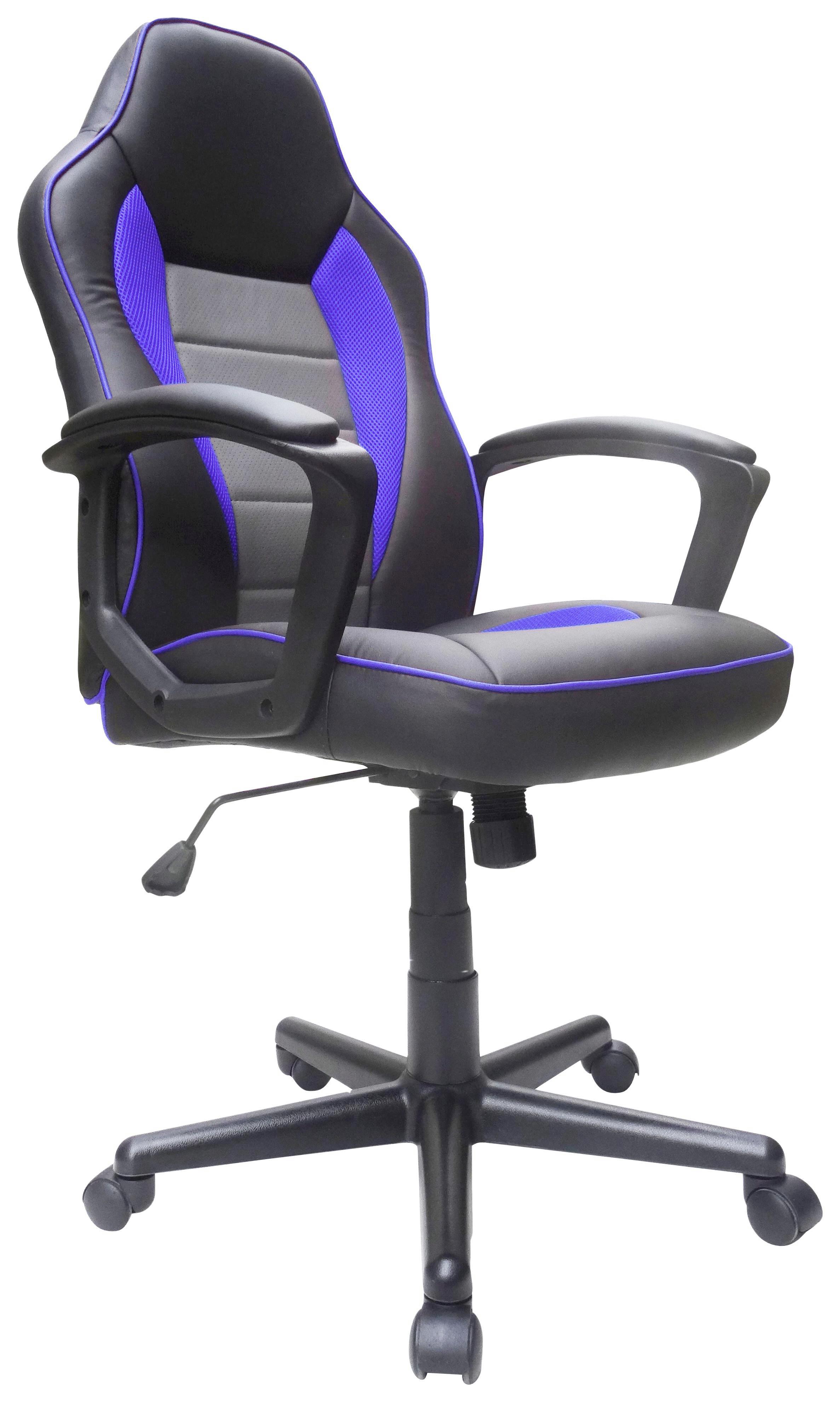 Főnöki Szék Eva - Szürke/Kék, modern, Műanyag/Fém (58,5/105-115/62cm)