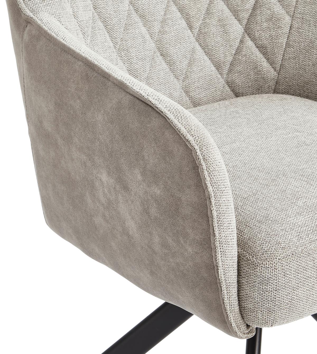 Armlehnstuhl Jule Beige/schwarz Echtholz-Beine - Beige/Schwarz, MODERN, Holz/Textil (60/87/65cm) - Livetastic