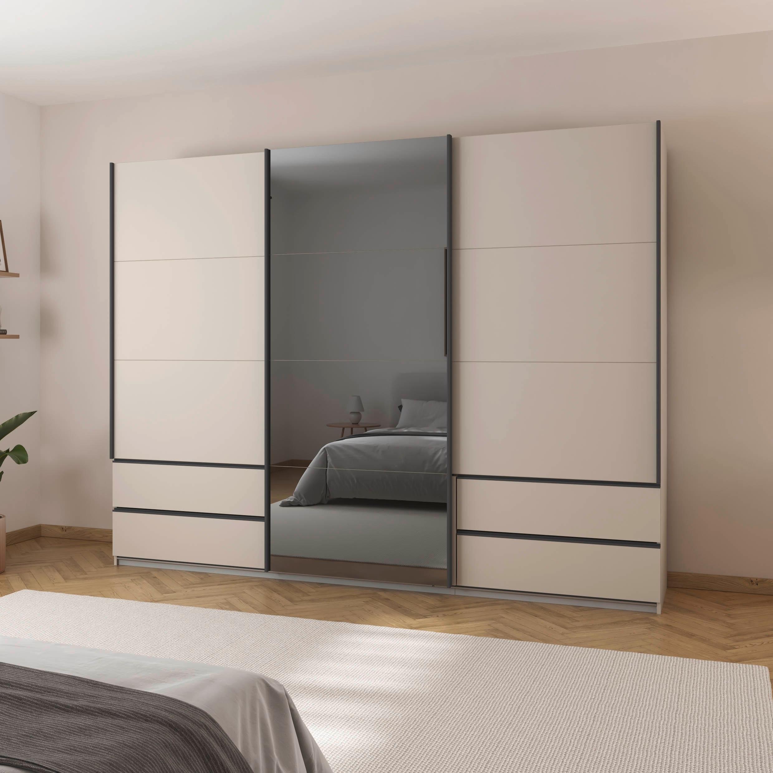 Šatníková skriňa ELARA - šedá/bílá, Konvenční, kompozitní dřevo (271/210/62cm) - Premium Living