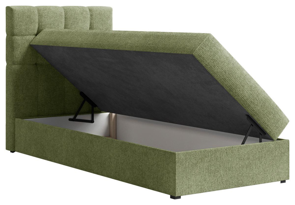 Boxbett Oslo mit Topper 90x200 - Dunkelgrün/Schwarz, MODERN, Holz/Kunststoff (90/200cm) - Livetastic