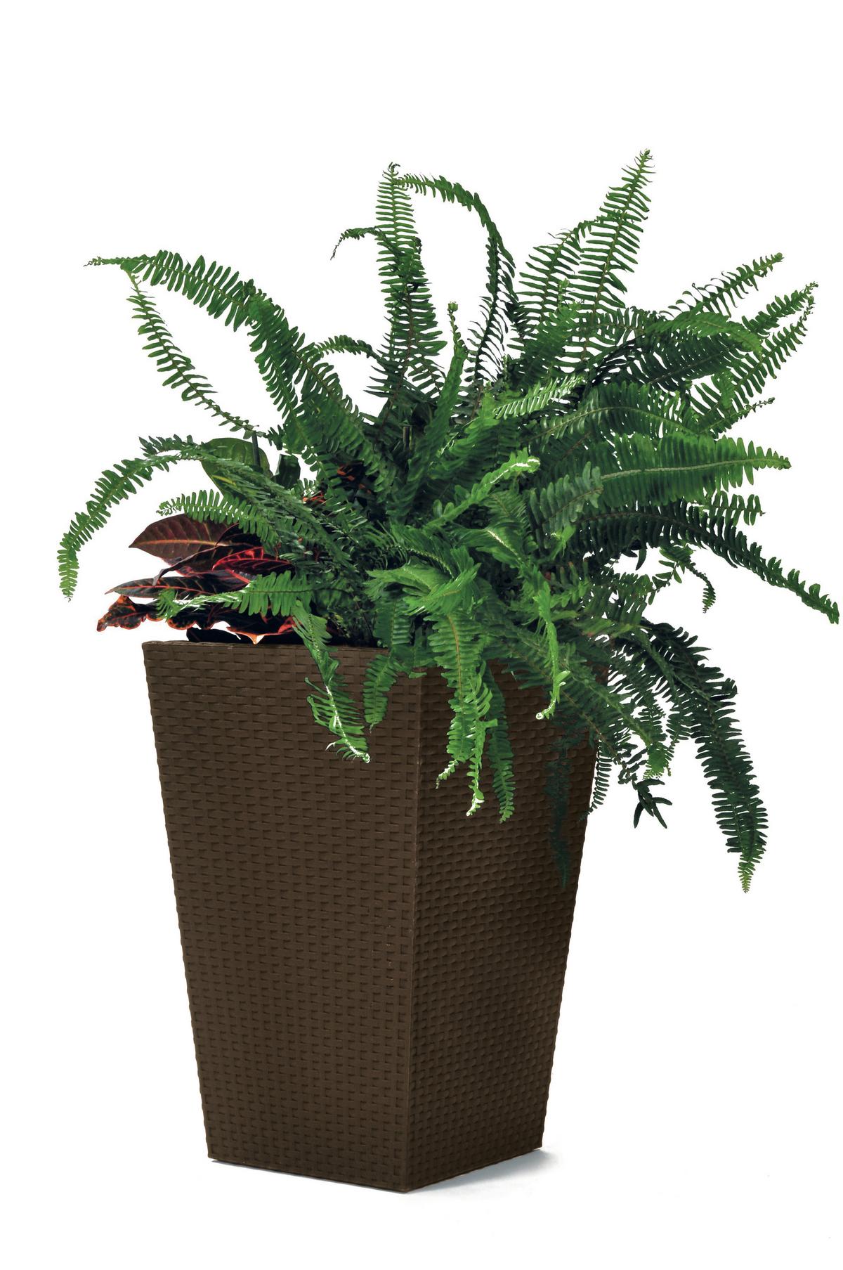 Kaspó Rattan Planter - barna, műanyag (28.5/28.5/43.5cm)