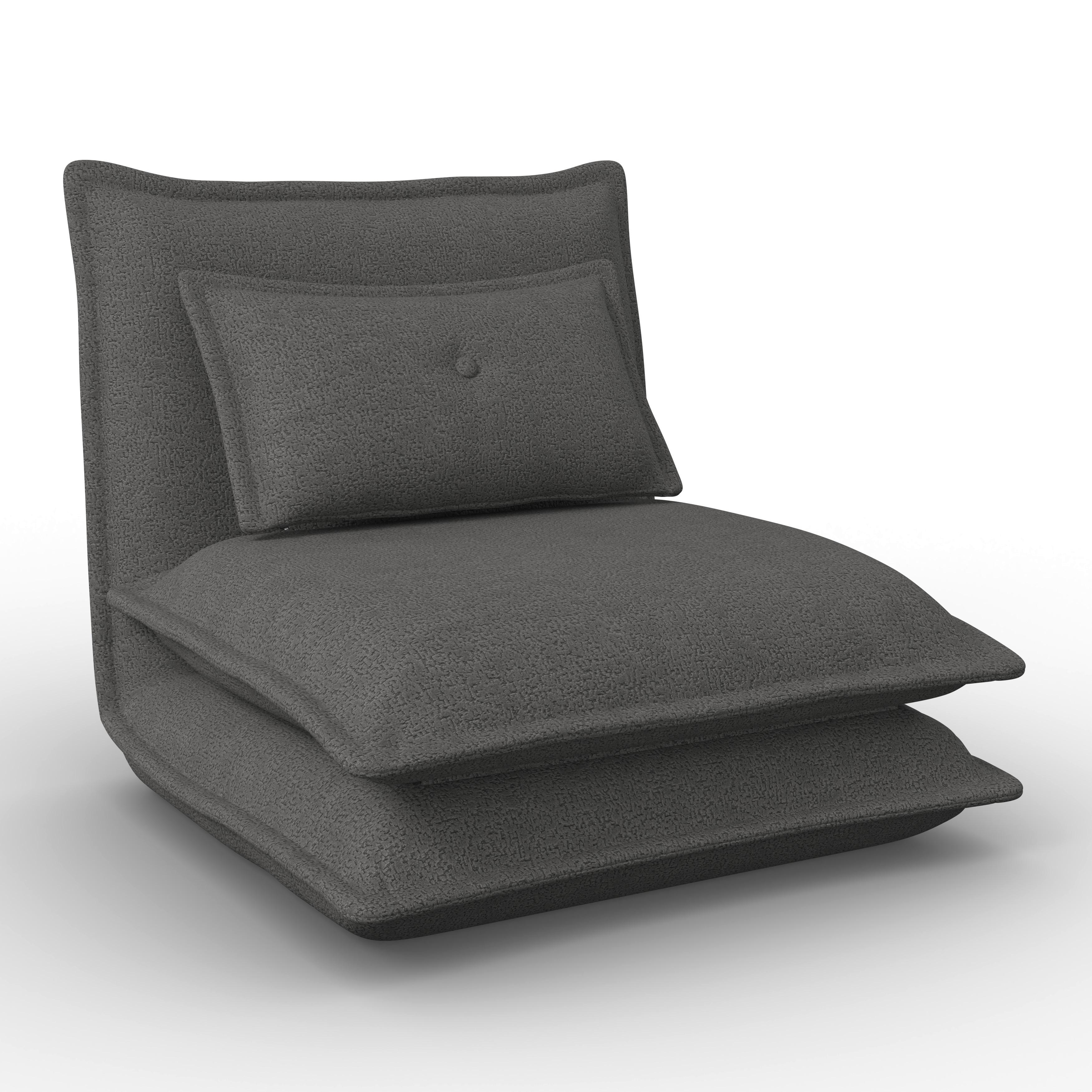 Rozkladacie kreslo TAMARA, tmavosivé buklé, max. 120 kg - tmavosivá, Modern, kov/textil (82/31/69cm) - Bessagi Home