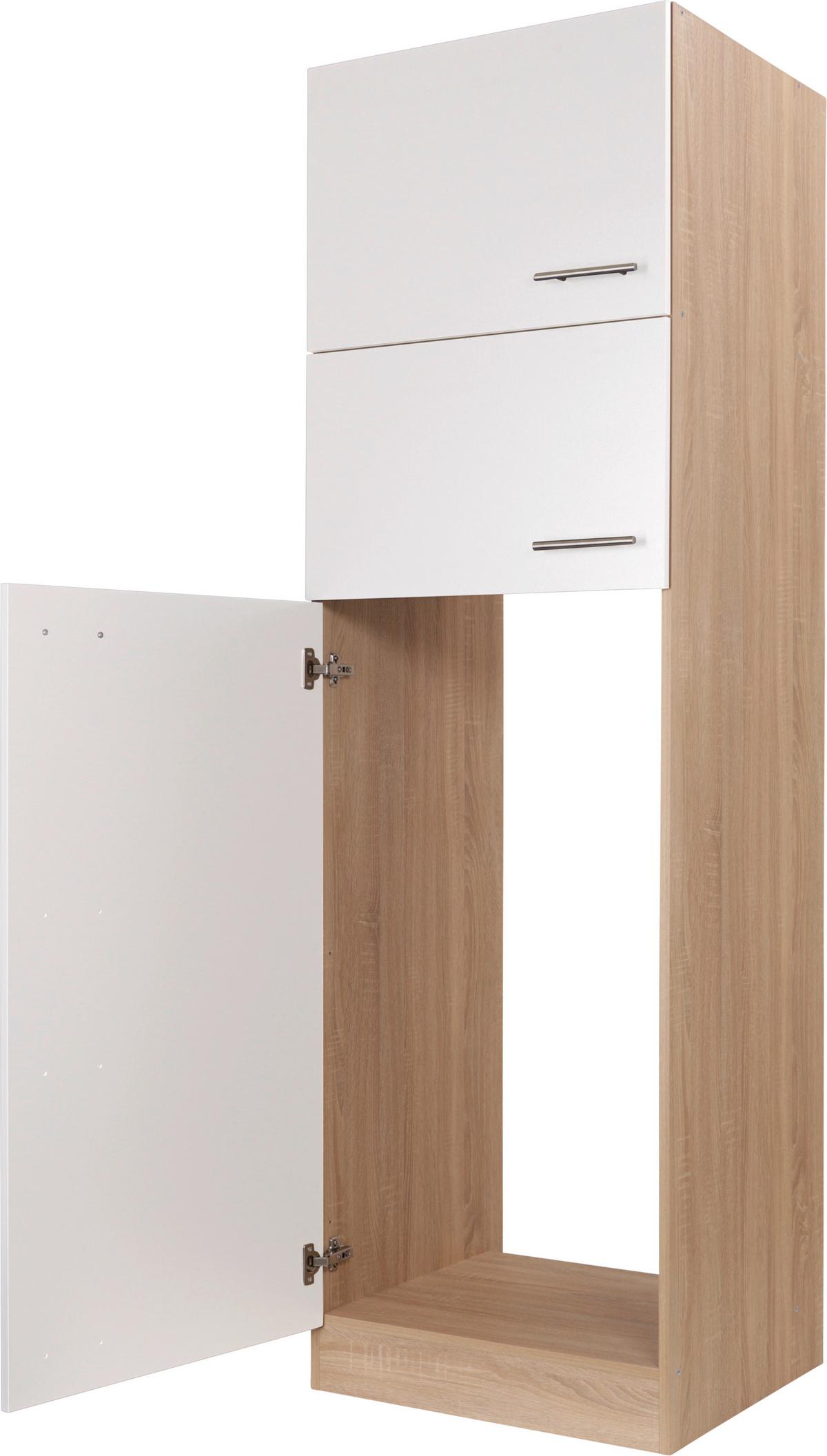 Geräteumbauschrank Merle Weiß, Eiche Dekor B:60cm - Eichefarben/Weiß, Basics, Holzwerkstoff (60/200/60cm) - Respekta