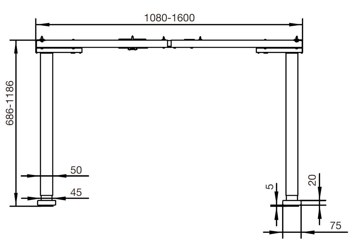 Schreibtisch Office Edition Weiß/Grau L: 160cm - Weiß/Grau, MODERN, Holzwerkstoff/Metall (160/80/69-119cm) - MID.YOU