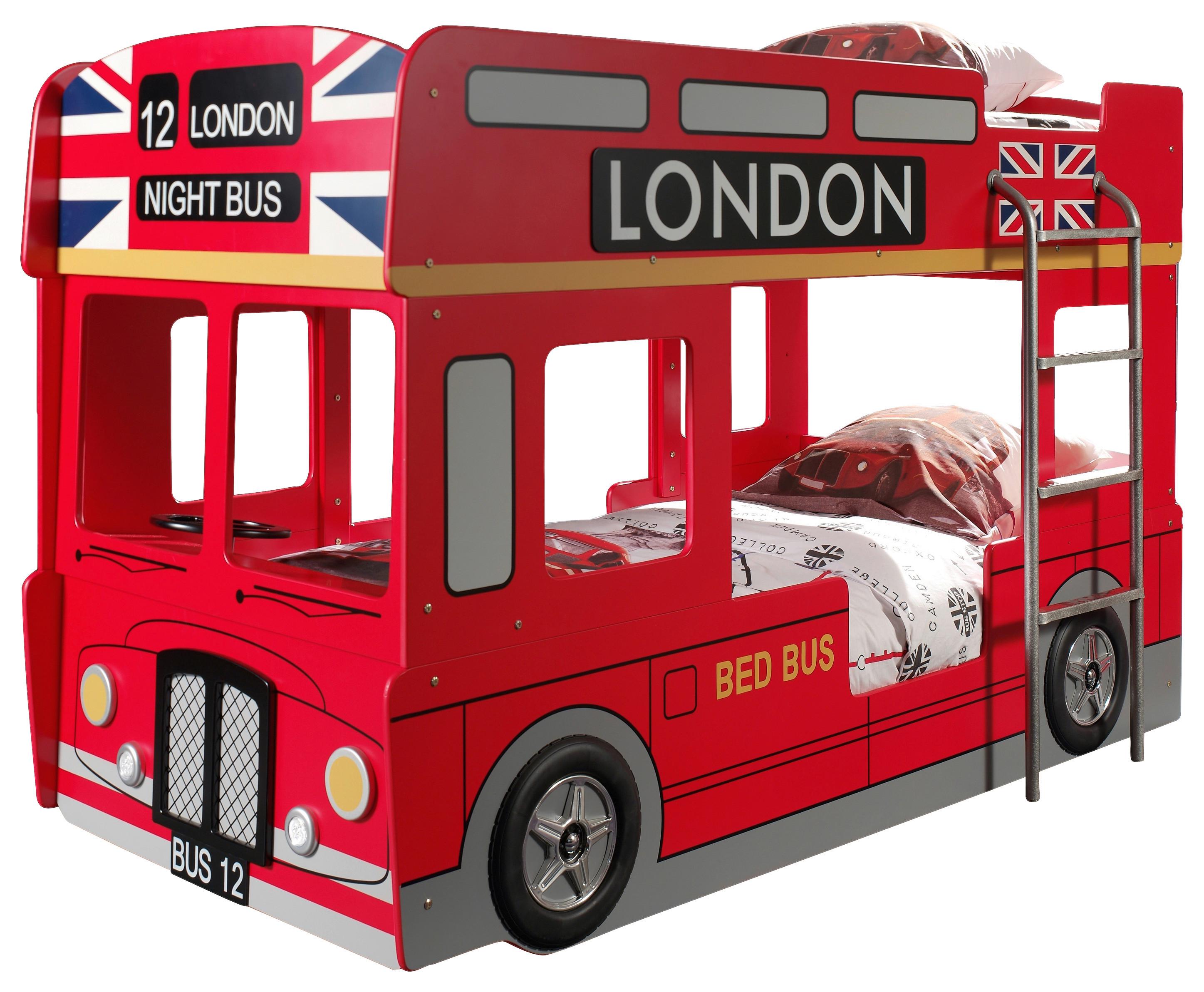Autobett London Bus 90x200 cm Rot +beleuchtung - Rot, MODERN, Holzwerkstoff (90/200cm) - MID.YOU